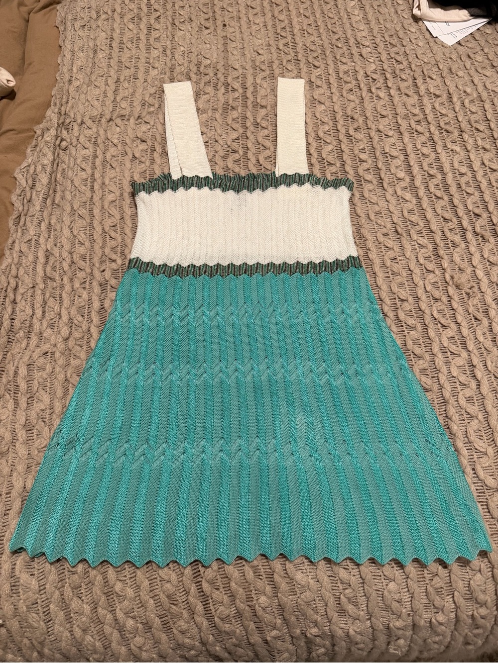 Missoni Mare Knit Tank Top Size 42 Aqua White Chevron Italy Y2K